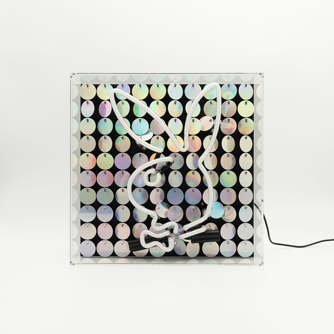 Playboy X Locomocean - Disco Bunny - Glass Neon Box Sign (Pre-Order) - Locomocean Ltd