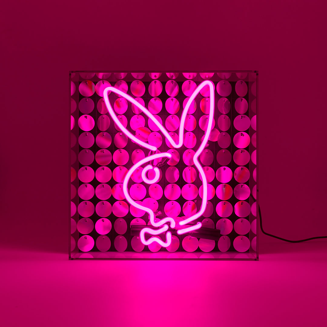 Playboy X Locomocean - Disco Bunny - Glass Neon Box Sign (Pre-Order) - Locomocean Ltd