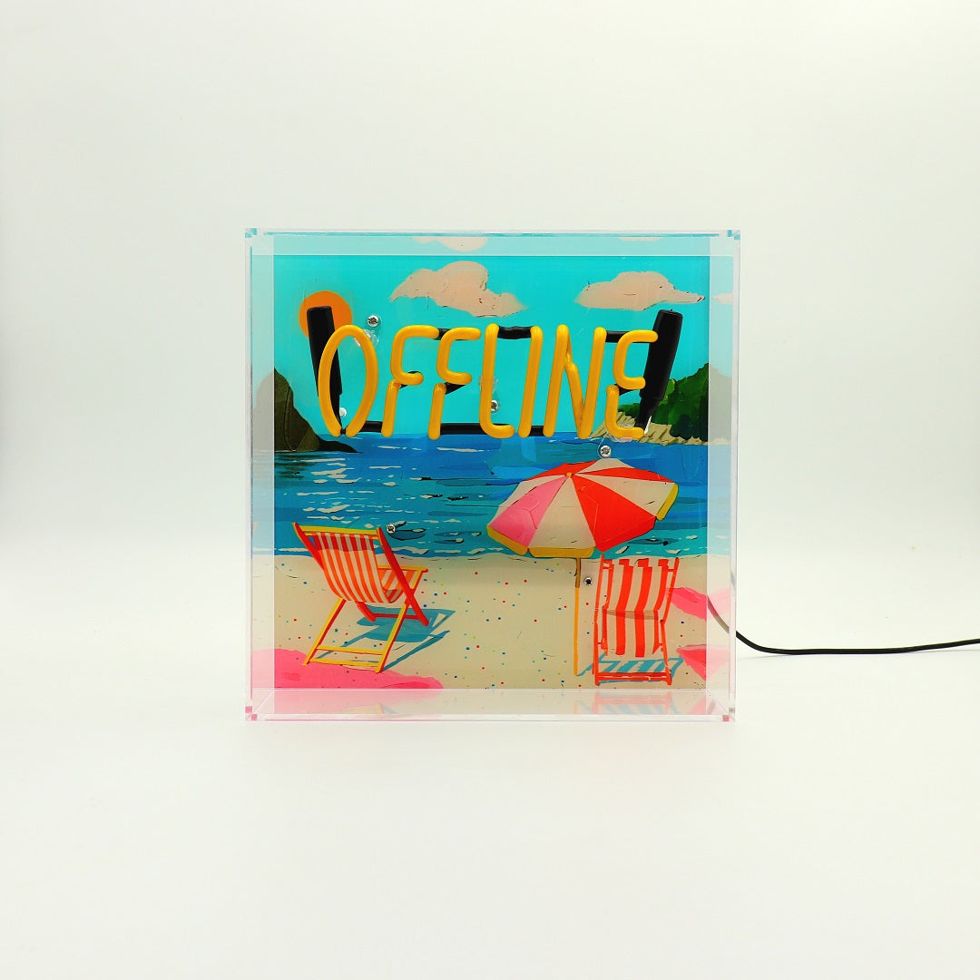 'Offline' Glass Neon Box Sign - Locomocean Ltd