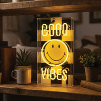 Good Vibes: The Original Smiley Acrylic Box Glass Neon