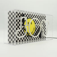 Joy Checkered: The Original Smiley Acrylic Box Glass Neon