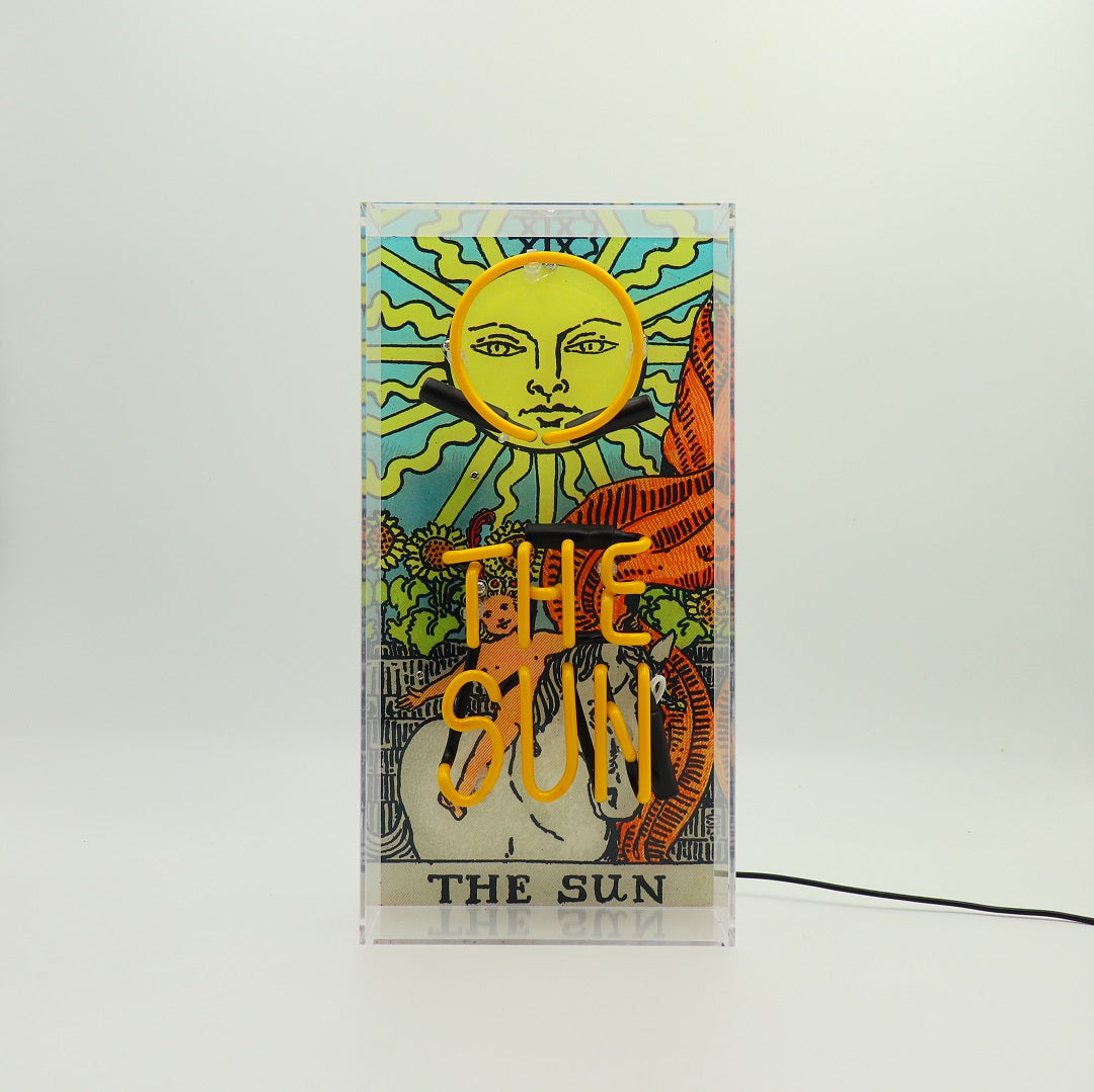 'The Sun' Tarot Card Glass Neon Box Sign - Locomocean Ltd