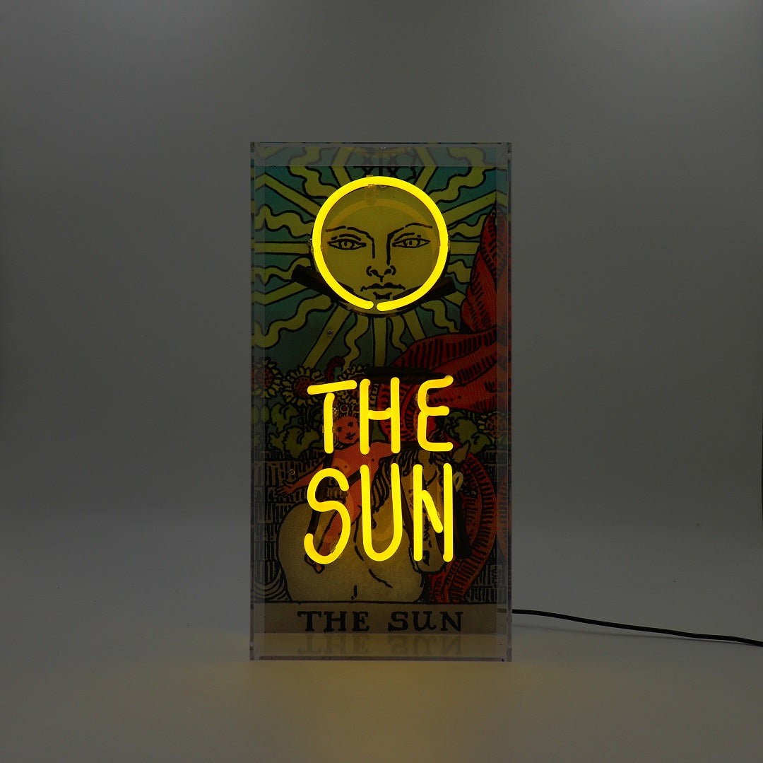'The Sun' Tarot Card Glass Neon Box Sign - Locomocean Ltd
