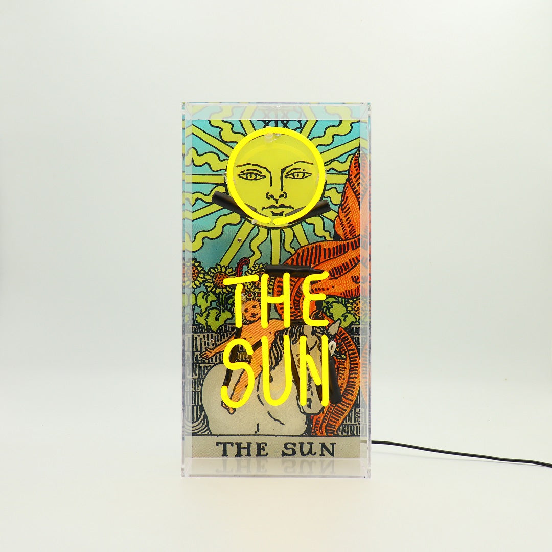 'The Sun' Tarot Card Glass Neon Box Sign - Locomocean Ltd