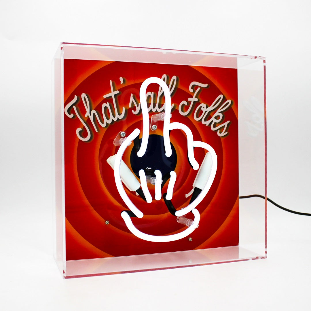 'That's All Folks' Glass Neon Box Sign - Locomocean Ltd