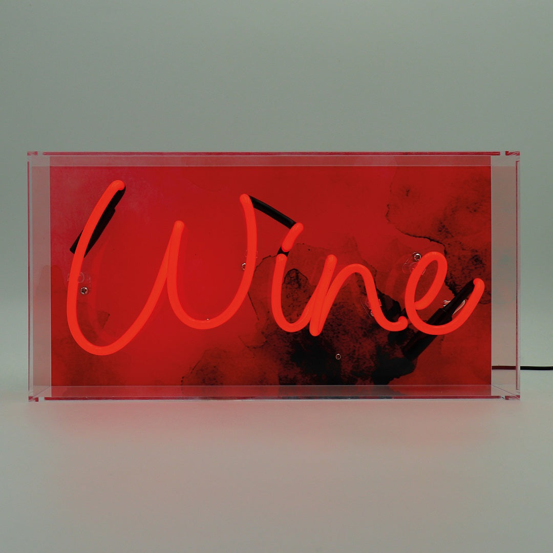 'Wine' Glass Neon Box Sign - Locomocean Ltd