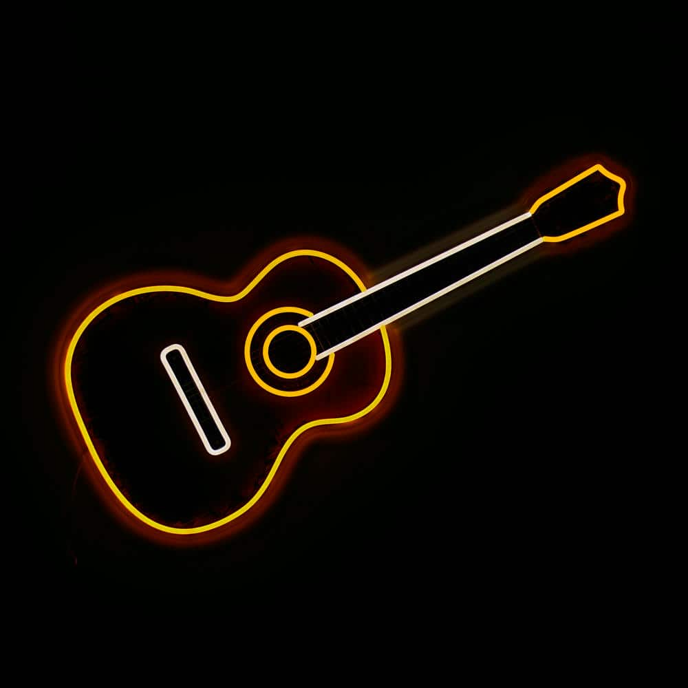 'Acoustic Guitar' Neon LED Sign - Wall Mounted - Locomocean Ltd