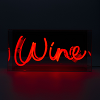 'Wine' Glass Neon Box Sign (Mirror)