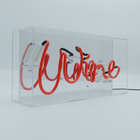 'Wine' Glass Neon Box Sign (Mirror)