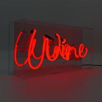 'Wine' Glass Neon Box Sign (Mirror)