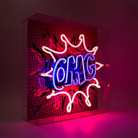 'OMG' Large Glass Neon Box Sign - Locomocean Ltd