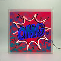 'OMG' Large Glass Neon Box Sign - Locomocean Ltd