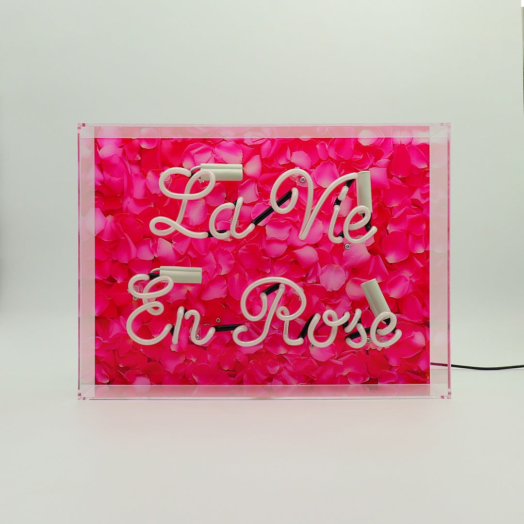 'La Vie En Rose' Glass Neon Box Sign - Locomocean Ltd