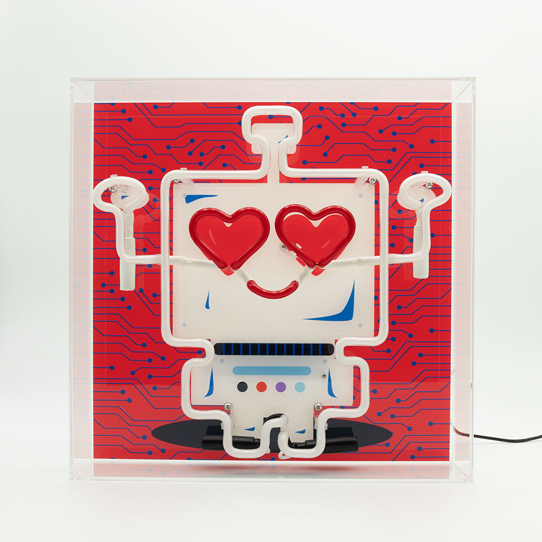 Robot Large Glass Neon Box Sign - Locomocean Ltd