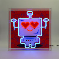 Robot Large Glass Neon Box Sign - Locomocean Ltd