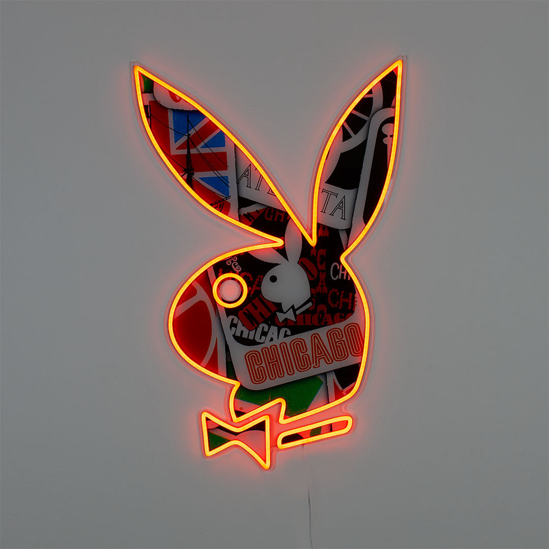 Playboy X Locomocean - Disco Bunny - Glass Neon Box Sign (Pre-Order) - Locomocean Ltd