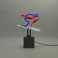 Neon 'Skiing' Red, Blue & White Sign - Locomocean Ltd