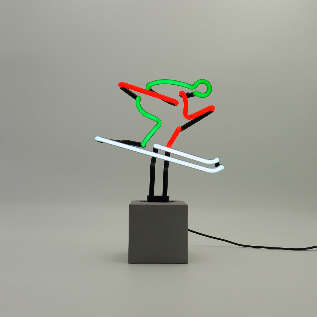 Neon 'Skiing Sign - Red, Green & White - Locomocean Ltd