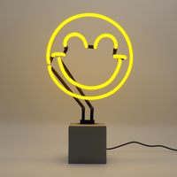 Happy: S.W.Smiley Concrete Base Glass Neon
