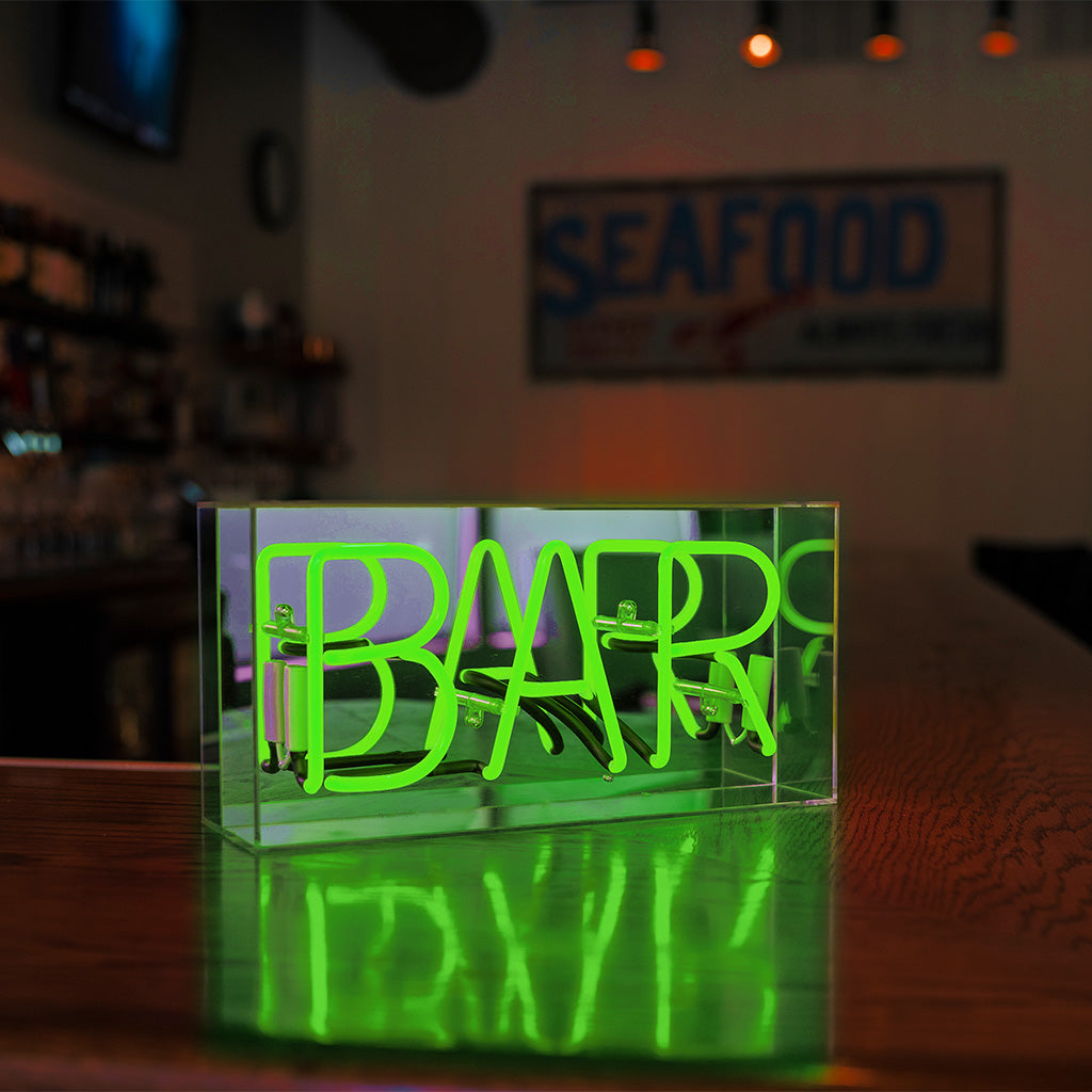 'Bar' Glass Neon Sign - GREEN - Locomocean Ltd