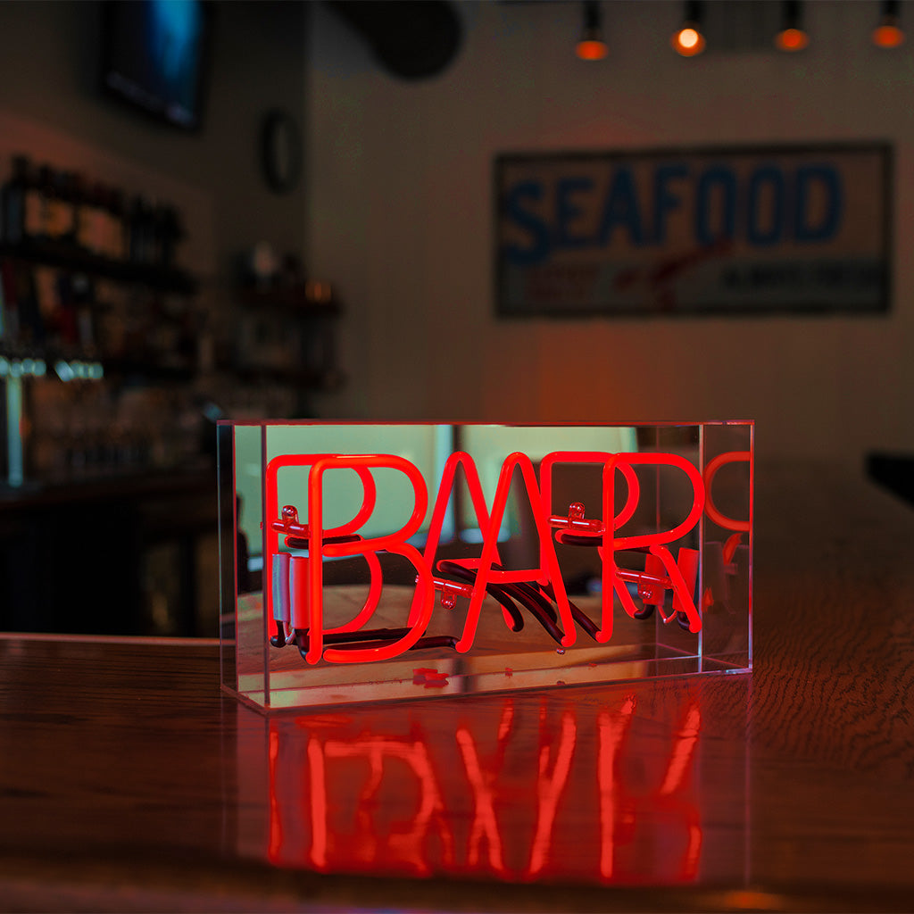 'Bar' Glass Neon Sign - RED - Locomocean Ltd