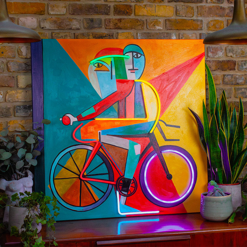 Abstract Cyclist - Wall Painting (LED Neon) - Locomocean Ltd