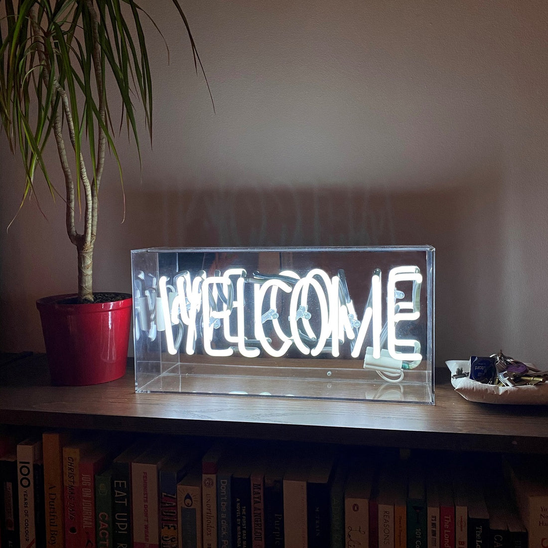 White 'Welcome' Acrylic Box Neon Light - Locomocean Ltd