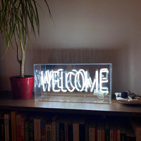 White 'Welcome' Acrylic Box Neon Light - Locomocean Ltd