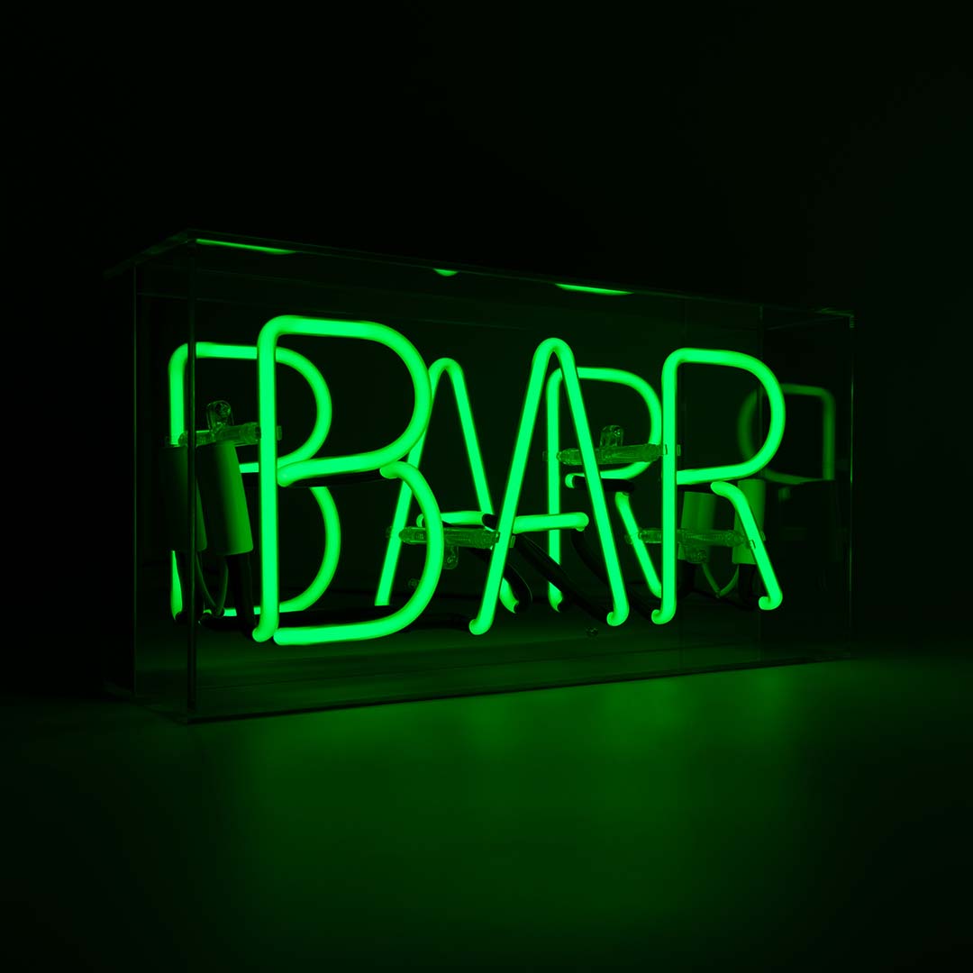 'Bar' Glass Neon Sign - GREEN - Locomocean Ltd