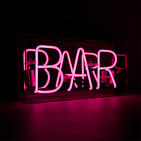 'Bar' Glass Neon Sign - PINK - Locomocean Ltd