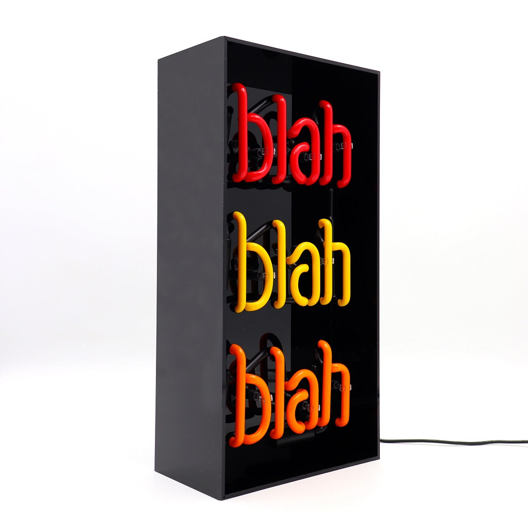 'Blah Blah Blah' Glass Neon Sign - Black Acrylic - Locomocean Ltd