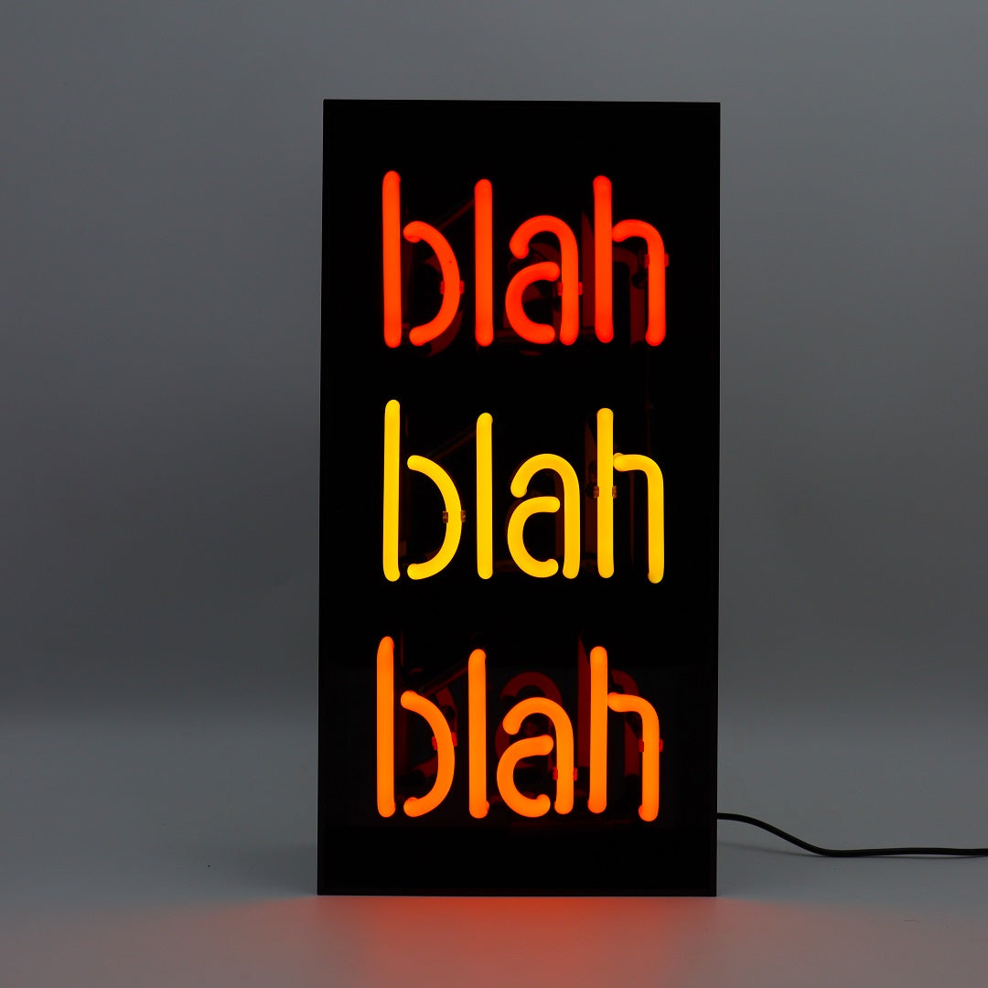 'Blah Blah Blah' Glass Neon Sign - Black Acrylic - Locomocean Ltd