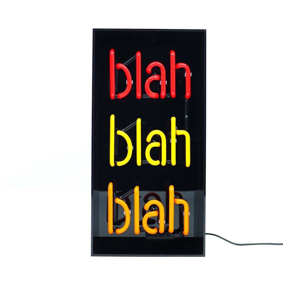 'Blah Blah Blah' Glass Neon Sign - Black Acrylic - Locomocean Ltd