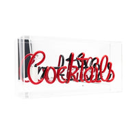 Red 'Cocktails' Acrylic Box Neon Light - Locomocean Ltd