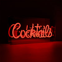 Red 'Cocktails' Acrylic Box Neon Light - Locomocean Ltd