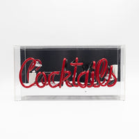 'Cocktails' Glass Neon Sign - Red - Locomocean Ltd