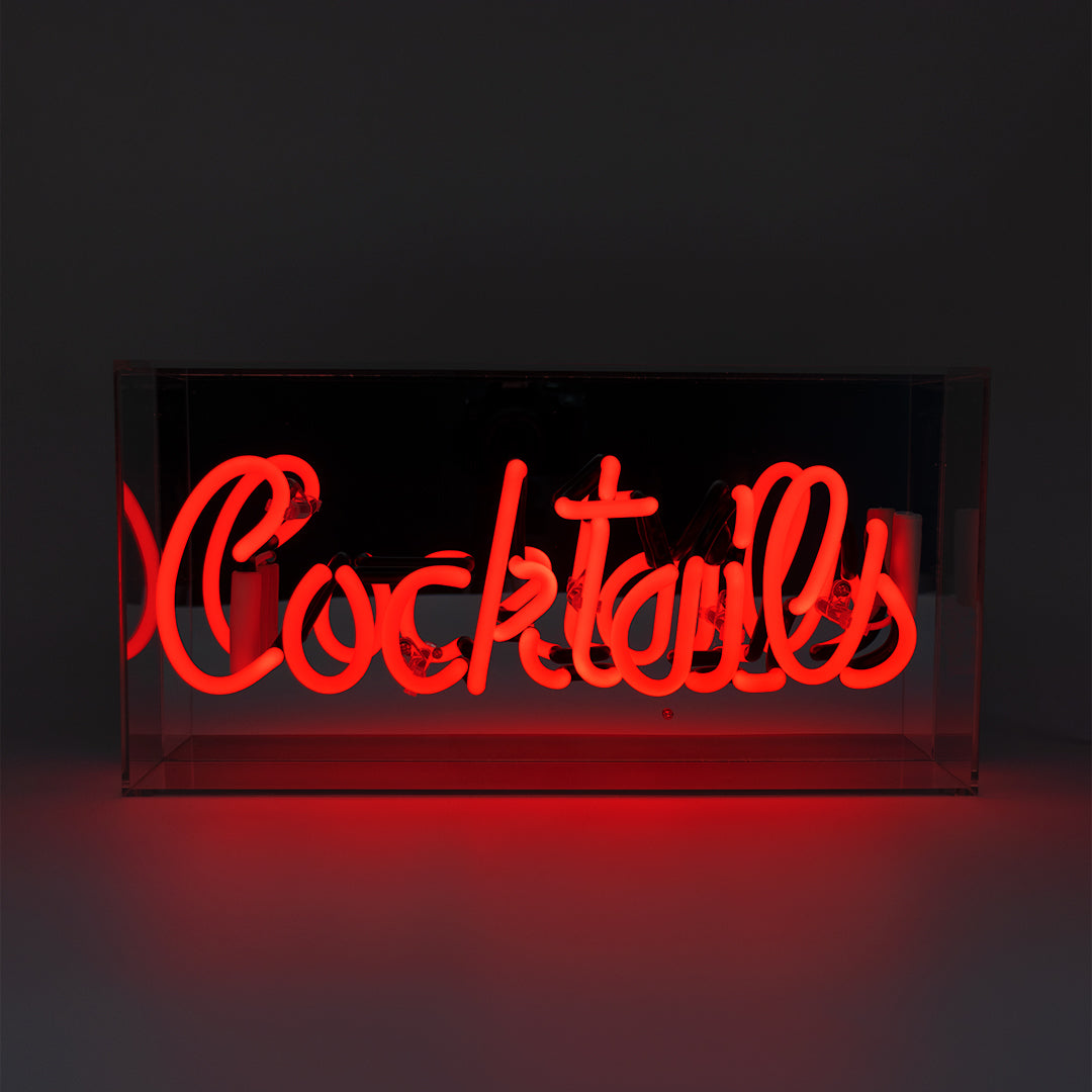 'Cocktails' Glass Neon Sign - Red - Locomocean Ltd