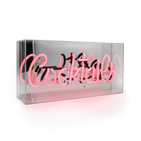 'Cocktails' Glass Neon Sign - Pink - Locomocean Ltd