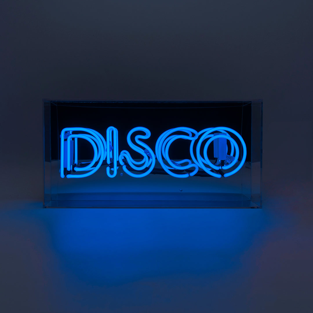 'Disco' Glass Neon Sign - Blue - Locomocean Ltd