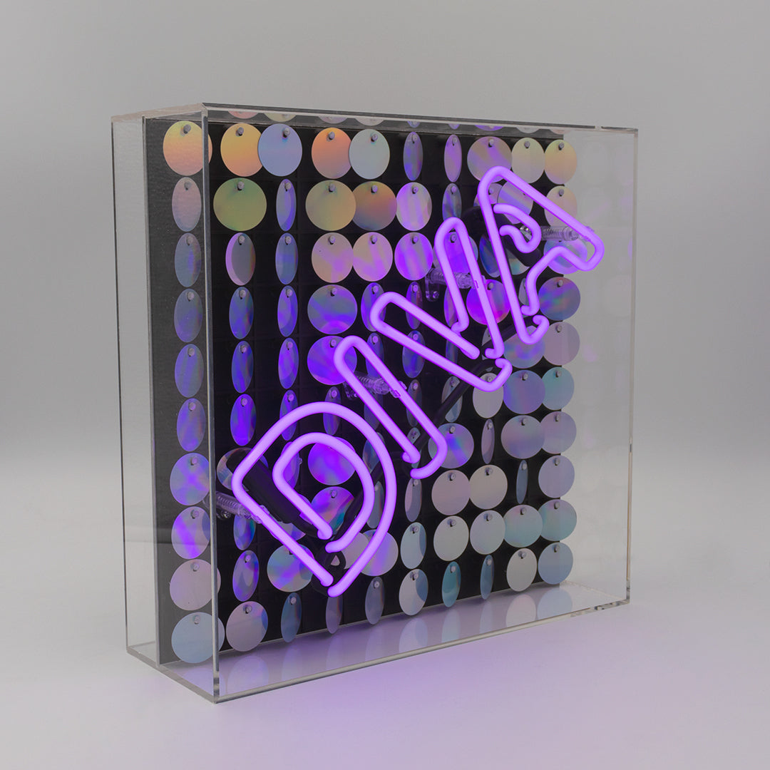 'Diva' Glass Neon Sign with Sequins - Locomocean Ltd
