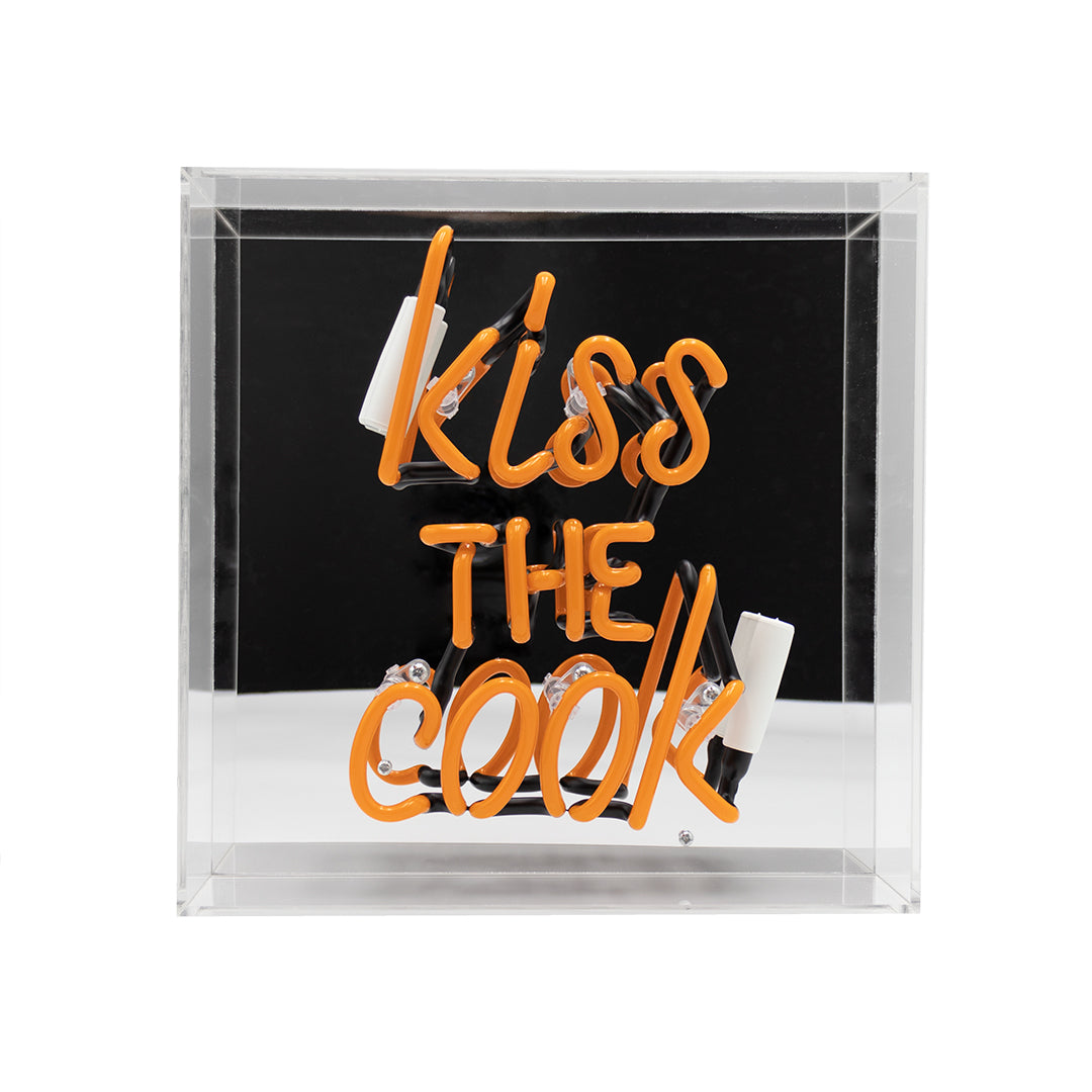 'Kiss the Cook' Glass neon Sign - Orange - Locomocean Ltd