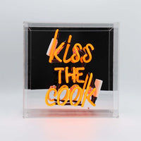 'Kiss the Cook' Glass neon Sign - Orange - Locomocean Ltd