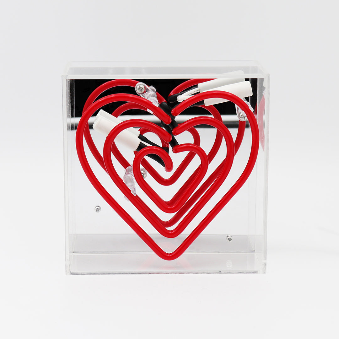 'Heart' Mini Glass Neon Sign - Locomocean Ltd