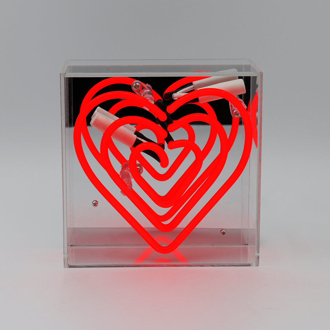 'Heart' Mini Glass Neon Sign - Locomocean Ltd