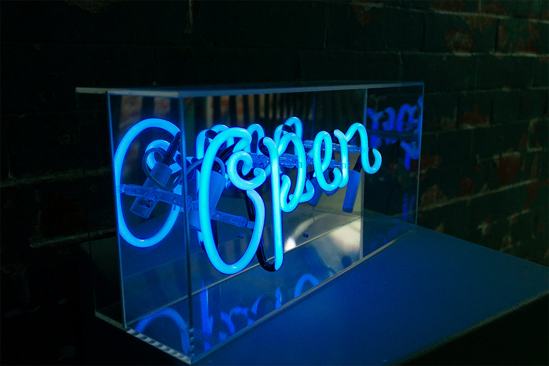 'Open' Acrylic Box Neon Light - Locomocean Ltd