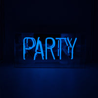 'Party' Glass Neon Sign - Blue - Locomocean Ltd