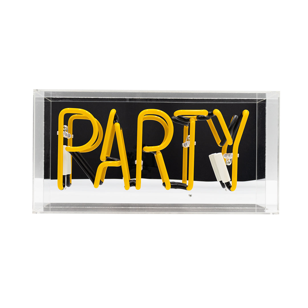 'Party' Glass Neon Sign - Yellow - Locomocean Ltd