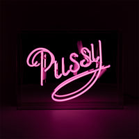 'Pussy' Glass Neon Sign - Pink - Locomocean Ltd