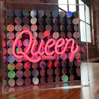 'Queen' Acrylic Box Neon Light with Sequins - Locomocean Ltd