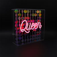 'Queen' Acrylic Box Neon Light with Sequins - Locomocean Ltd